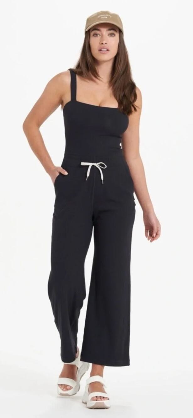 Vuori Mudra Pose Jumpsuit Ribbed in Black Size Medium